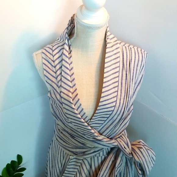 Anthropologie Asymmetric French Blue Stripe Wrap Tunic/Dress - Picture 1 of 15